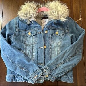 GIRLS Chillipop Faux fur lined jean jacket